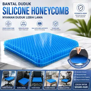 Bantal Duduk Silicone Gel Honeycomb Premium – Alas Duduk Nyaman & Breathable untuk Kursi Kantor, Mobil & Rumah – Non Slip, Elastis & Supportive