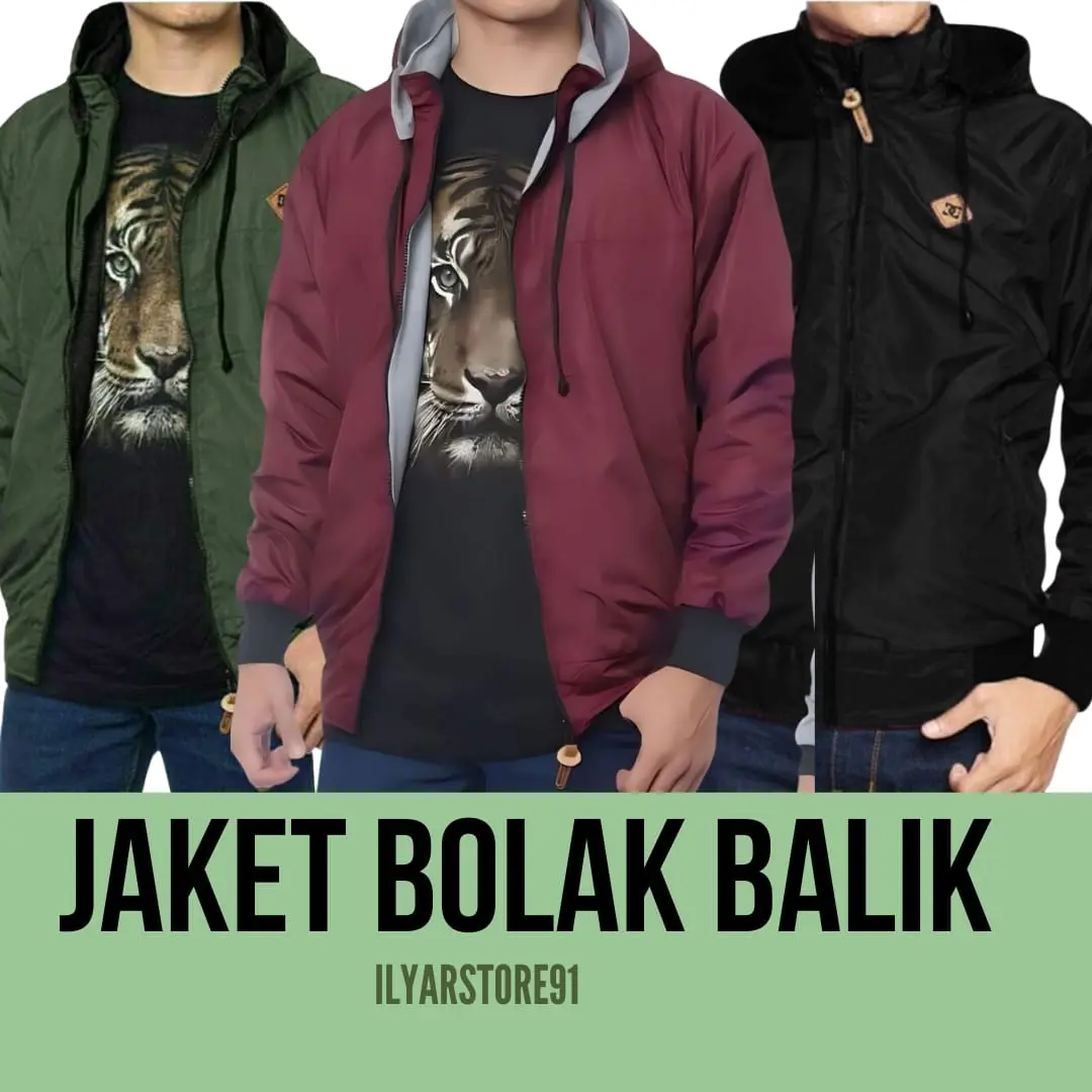 JAKET BOLAK BALIK\JAKET BB berkualitas premium bahan parasut SIZE L,XL,XXL jaket timbal balik Pria