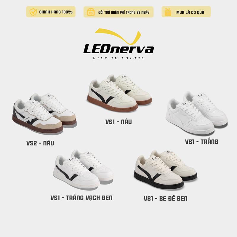 Sneaker Unisex Leonerva 808 – Trắng full, Đế Nâu, Đế Đen Shoes Đế Bằng