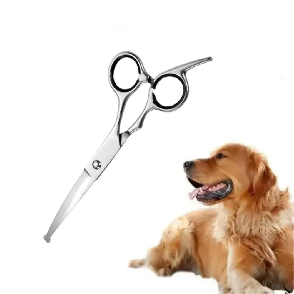Stainless Steel Pet Grooming Shears Practical With Safety Round Tips Pet Hairdressing Curve Dog Hair Cutting Shears for Cleaning