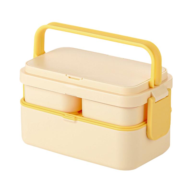 METKA Picnic Lunch Box Double Layer Food Storage Container Handle Camping Hiking Outdoor Portable Bento Box Travel Work School 9