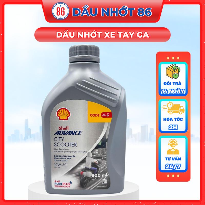 Dầu Nhớt Tổng Hợp Shell Advance City Scooter 10W30 Tiết Kiệm Nhiên Liệu 800ml API SP Thái Lan