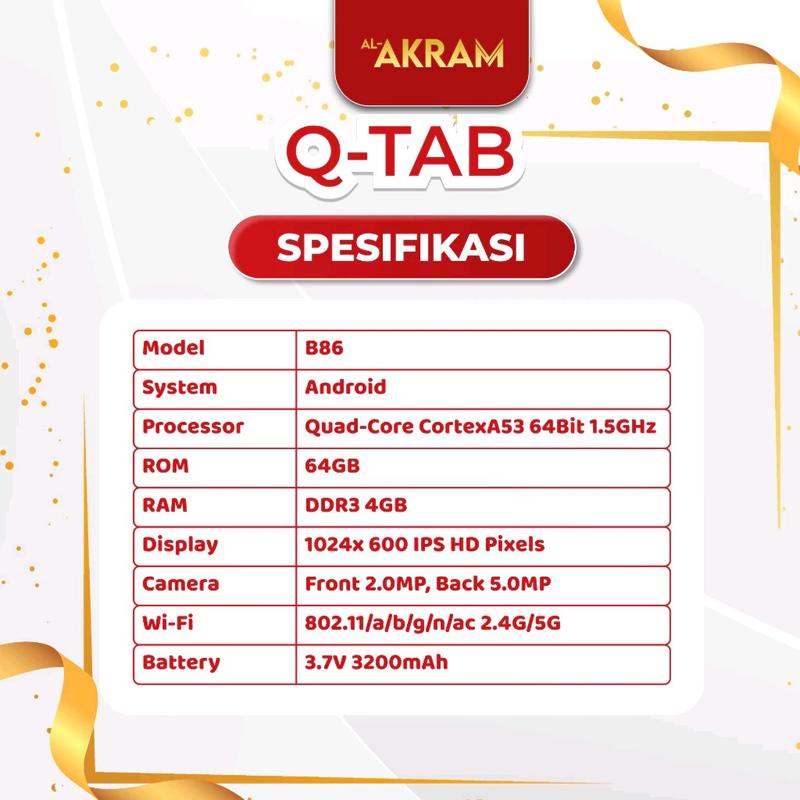 Q-TAB Quran Tablet Anak New Produk Al-Akram Bergaransi 1 Tahun Edukasi Islami Belajar Game Kids Toy 5