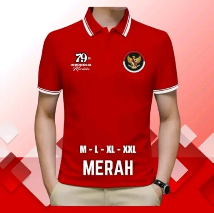 BAJU POLOSHIRT 17 AGUSTUS LOGO GARUDA BENDERA INDONESIA HUT RI Ke 79
