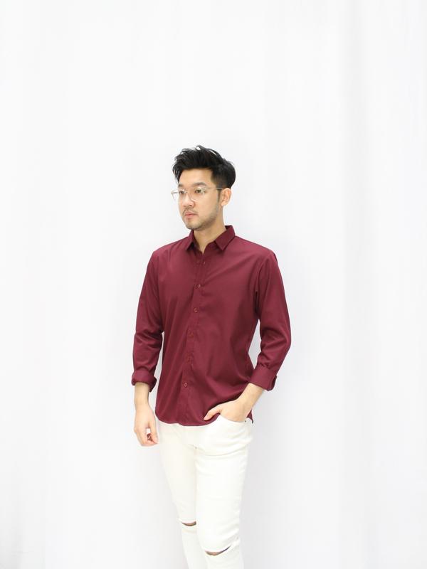 Tryst - Helcurt Cotton Shirt | Kemeja Lengan Panjang | Katun Toyobo Premium | Kemeja Pria Slimfit Polos | Baju Kerja Formal | Atasan Cowok Dewasa | Casual Basic Lembut 3