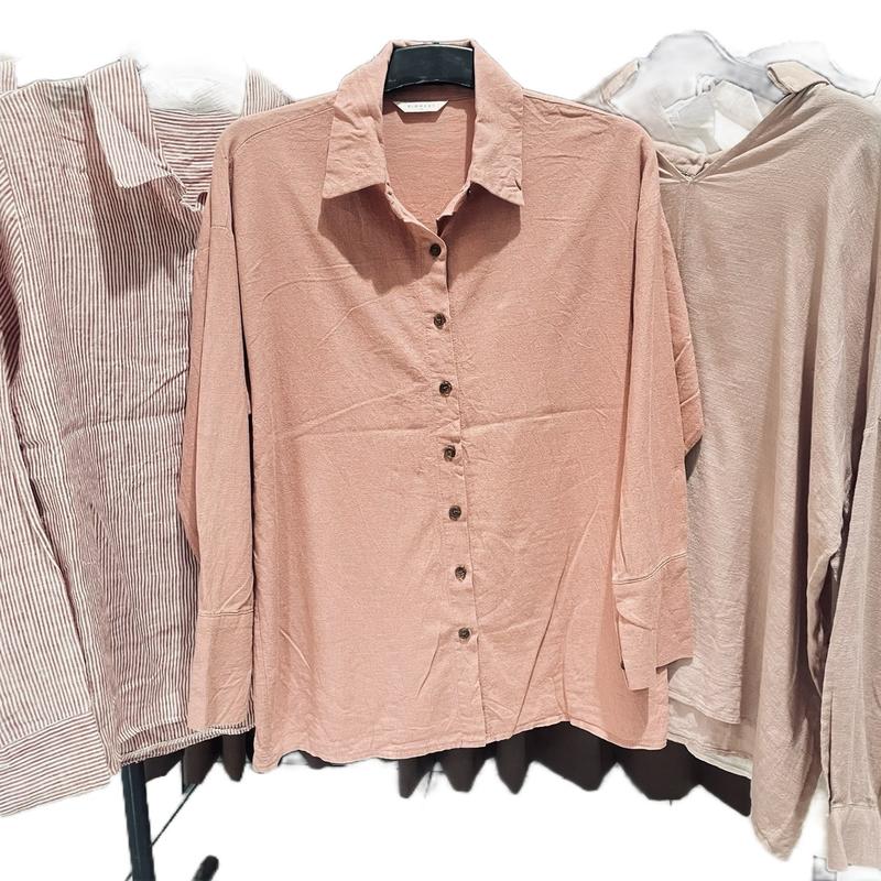 Baju Atasan wanita atau kemeja bahan katun Casual Linen Oversize Panjang 1