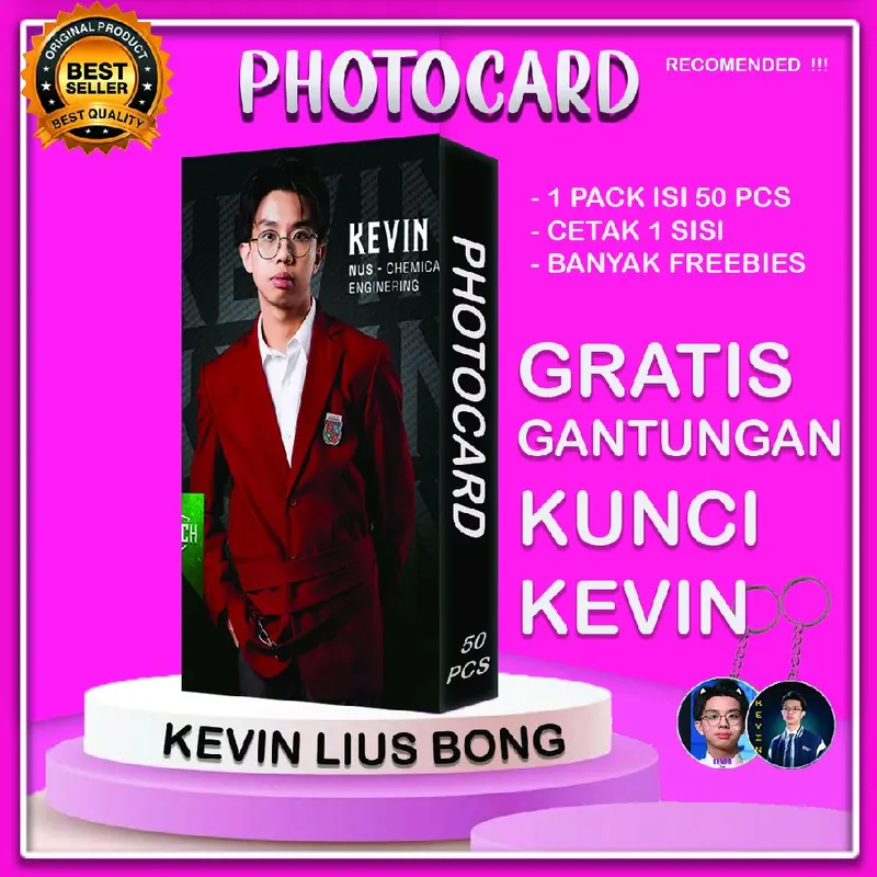 BONUS GANTUNGAN KUNCI, Photocard 50pcs KEVIN LIOS BONG , COD 0