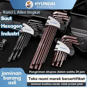 HYUNDAI Kunci L Set 9 PCS Bintang Baja Cr-V Kunci Sepeda Set 16 in 1 Obeng Flat End Hex Key