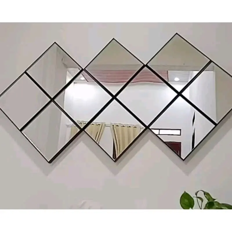 Cermin Susun Tempel Dinding Blok Ukuran 16x16CM -  Bahan Bingkai Fiber Poly Frame - Kaca Jernih