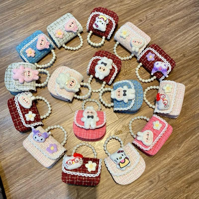  Túi xách cho bé gái xinh xắn quai ngọc nhiều mầu dễ thương Len Balo 