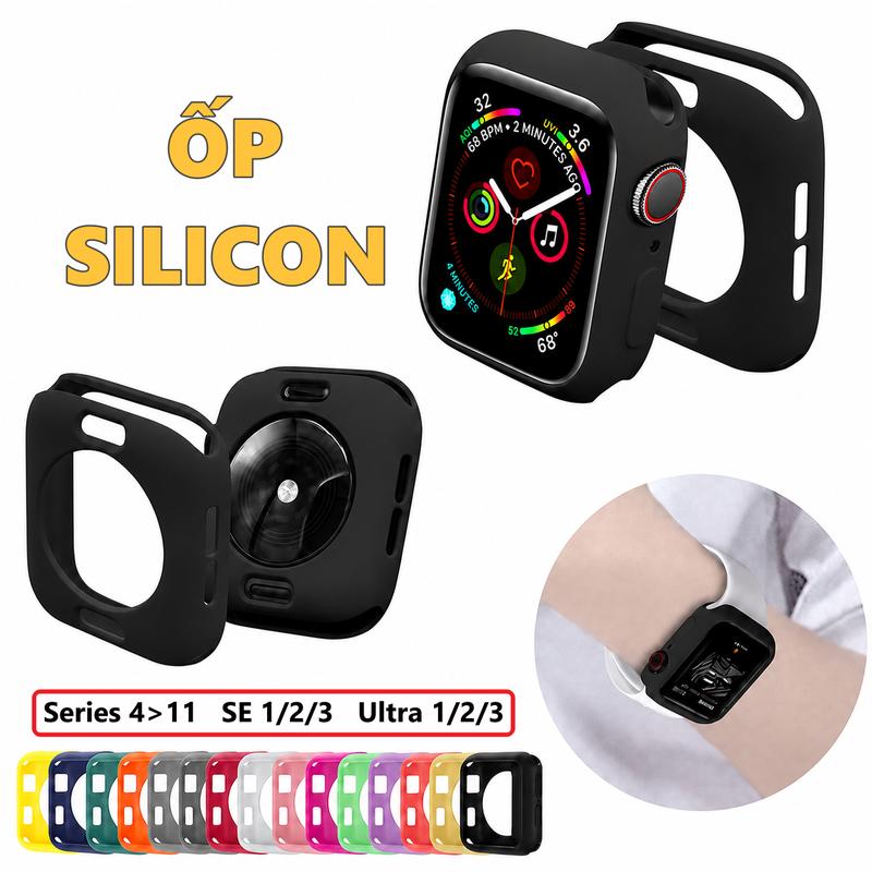 Ốp lưng silicon cho Apple Watch Series 4>11, SE 1/2/3, Ultra 1/2/3 - Fullsize…