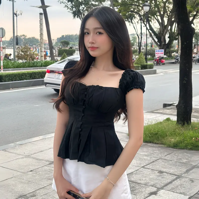 Áo Babydoll Kiểu Nữ Tay Bồng (Có Mút V1) Chun Lưng Chiết Eo Dáng Bồng Xoè Công Chúa Kimee - KA664 | BigBuy360 - bigbuy360.vn