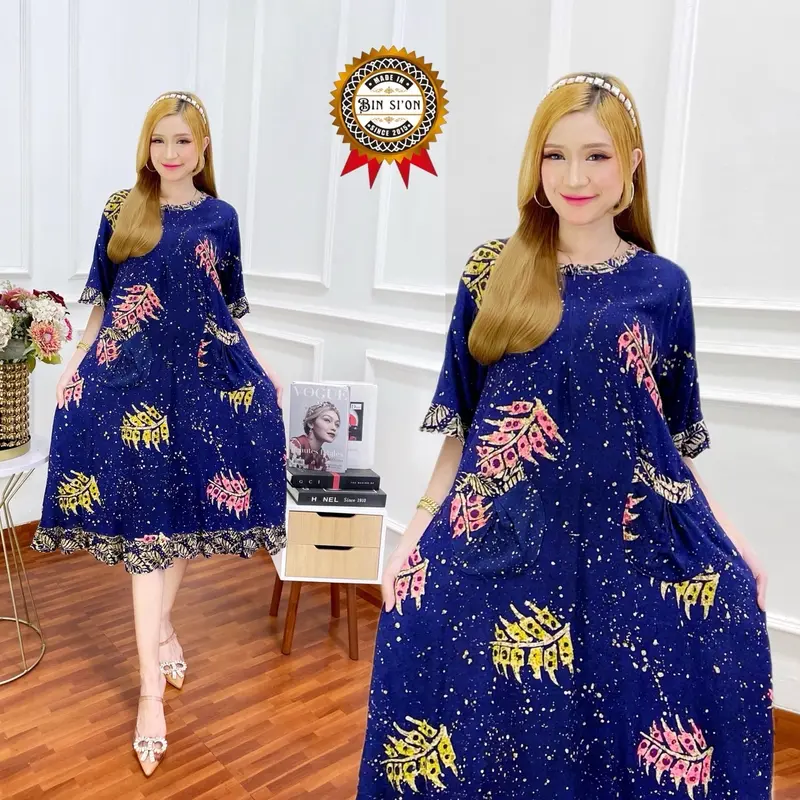 Daster Wanita Rayon Grade A Busui Resleting Depan Baju Tidur Daster Kekinian Batik Nyaman - Dress Wanita Bumil Lengan Pendek Motif Terbaru 3