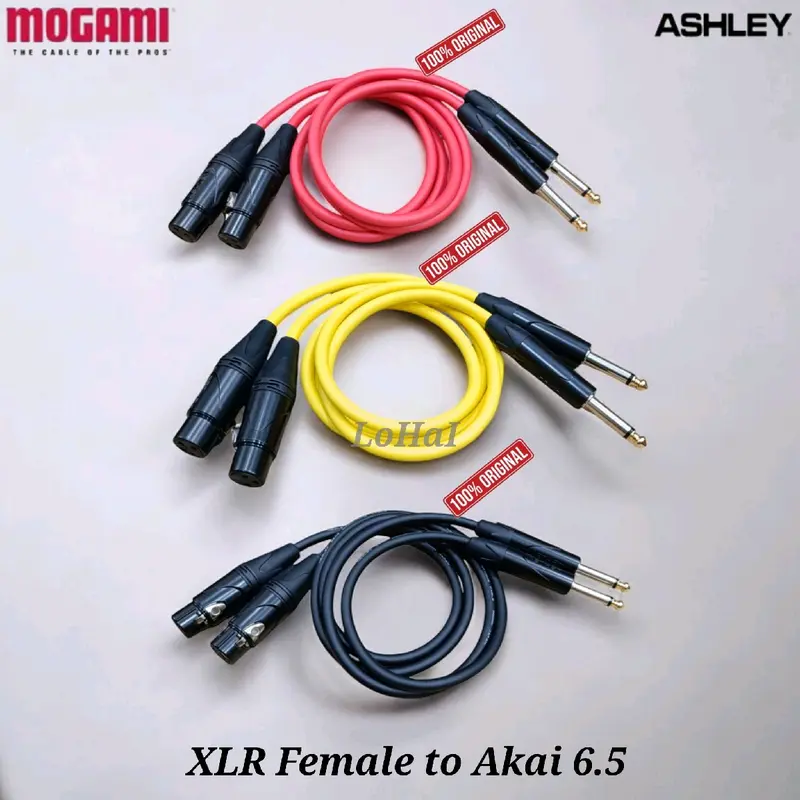 Kabel XLR F Akai to Akai Left Right Mono 50cm/75cm (Konektor Audio Mixer ke Soundcard) 75CM Mogami Made in Japan Original 1
