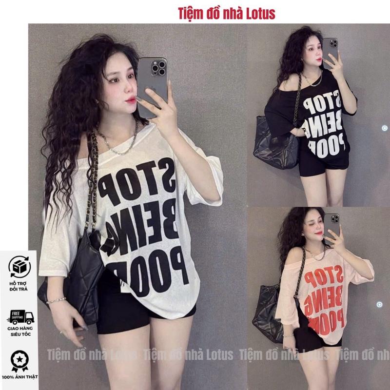 Video SP - Áo THUN GIẤY MỎNG tay lỡ phối chữ to mặc lệch vai hoặc trễ vai Tiệm đồ nhà Lotus