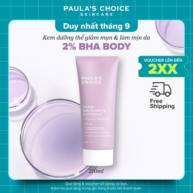 Kem dưỡng thể hỗ trợ giảm mụn và làm mịn da Paula's Choice 2% BHA Body Smoothing Spot Exfoliant 210ml mã B5701