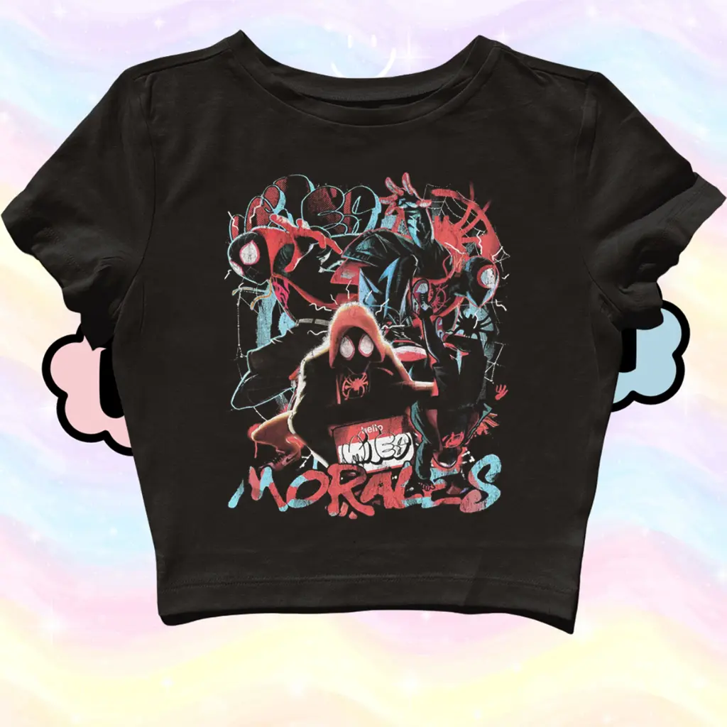 STARPERSON | CROP TOP SPIDERMAN MILES MORALES | GRUNGE | Y2K | METAL | VINTAGE | ANIME | BAND | KPOP | ROCK | STREETWEAR | CROPTOP | CROP TEE | SLIM FIT | AESTHETIC | COTTON COMBED 24S | WANITA DEWASA ANAK