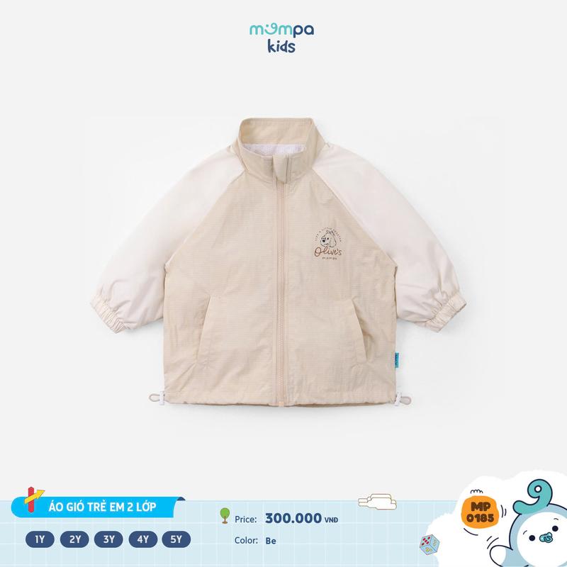 CFV Áo khoác gió cho bé Mompa 1 đến 5 tuổi vải gió 2 lớp chống bụi bẩn kháng khuẩn vải lót lưới MP 0184+0185 M25 DQ