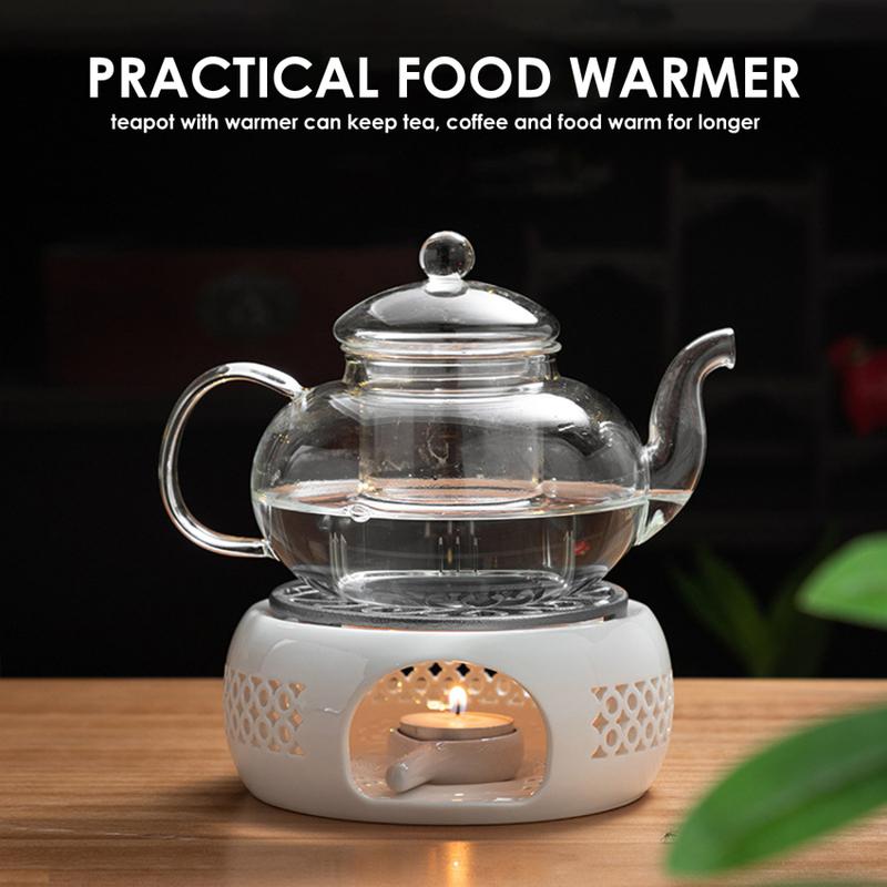 Product Introduction of Teapot Warmer Porcelain Tea Light Heater Tea Light Oven Without Electricity Candles Heating Oven White Teapot Heater Winter Tea Warmer for Home Tea House (with Spoon + Lid) 15