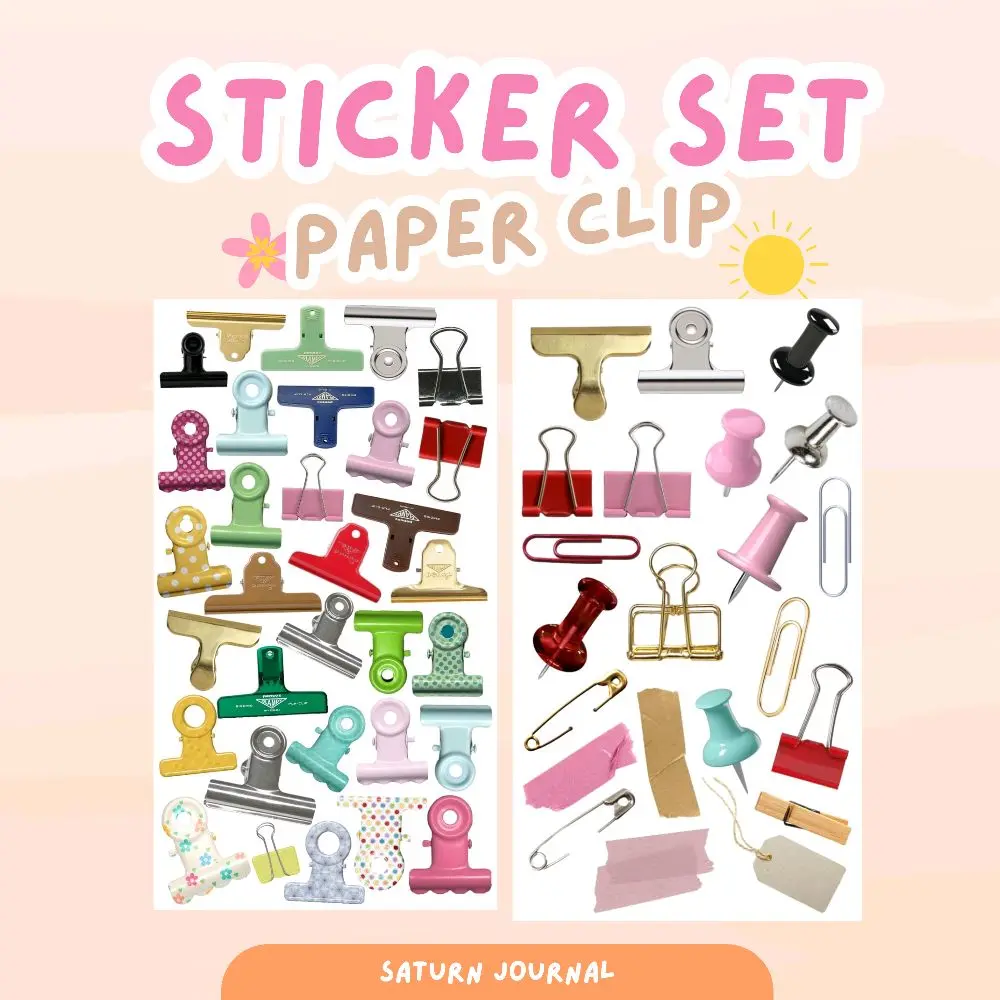 [Saturn Journal] 50 PCS STICKER STIKER SET PAPER CLIP AESTHETIC COLLECTION JOURNALING