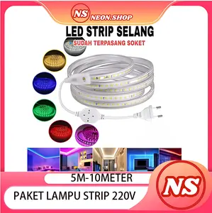Paket Lampu Strip 5050 SMD 10meter /Lampu LED Strip Leadless SMD PVC IP65 Waterproof/ Lampu Hias Anti Air/Sudah Termasuk Soket