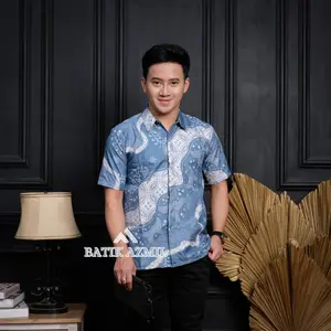 Batik Azmii- Kemeja Batik Pria Lengan Pendek Motif Terbaru Adem Halus Kratonan Batik Kerja Seragaman Baju Kantor Katun Lembut Printing Atasan Hem  Keren