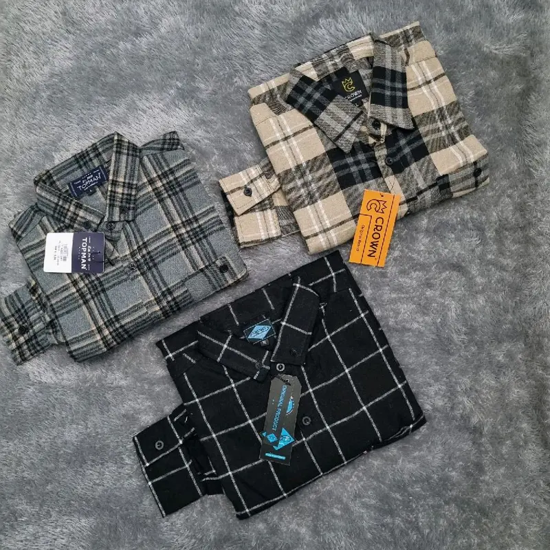 Kemeja flanel wanita pria lengan panjang  Motif kotak kotak Unisex Nyaman 0