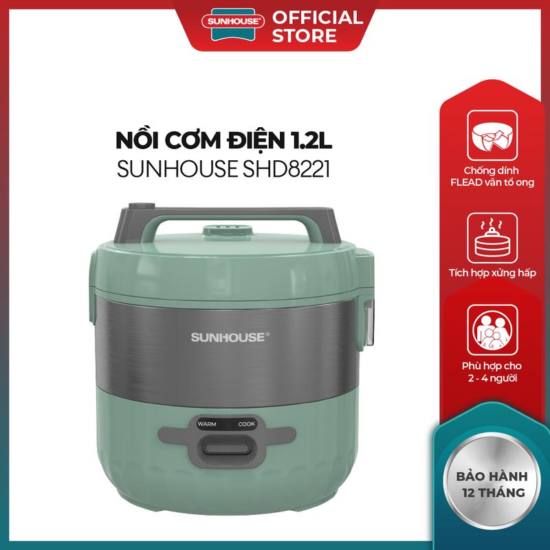 [Quyenleodaily] Nồi cơm điện 1.2L Sunhouse SHD8221 - Dung tích 1.2L - Tích hợp xửng hấp - Lòng nồi 3 lớp giữ nhiệt bền bỉ