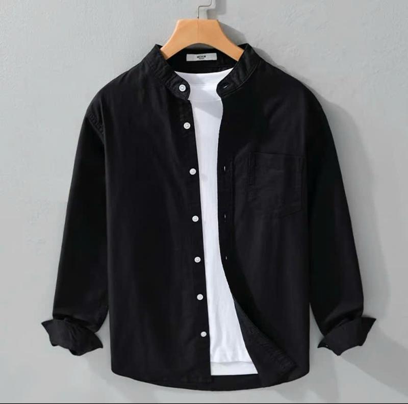  Áo sơ mi nam cổ tàu dài tay chất vải đũi xước mẫu mới New-HẢI ĐĂNG STORE Menswear Shirt Cổ chữ V Tre Bi 
