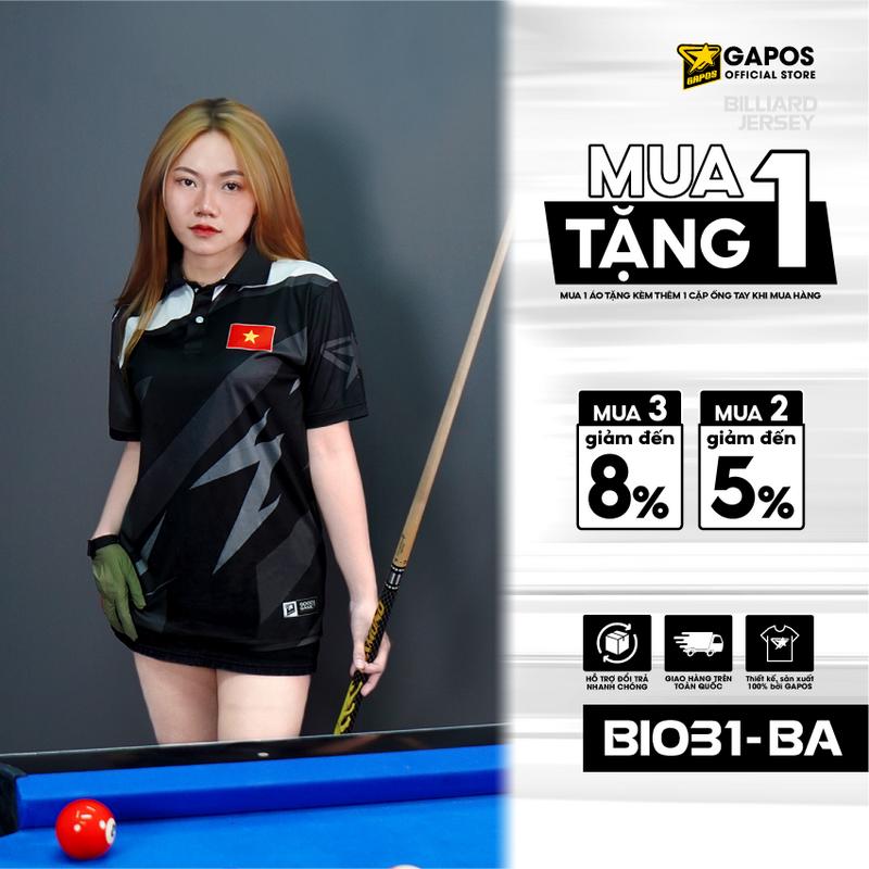  Áo polo Thể Thao Mã BI031 Billiard Cầu Lông Chạy Bộ Pickleball Dành Cho và Nữ  Gapos  Vải Mè Sọc Công Nghệ Dệt Kim Co Giãn 2 chiều 3 Màu Đen Đỏ Xanh Unisex wear Top Sport 