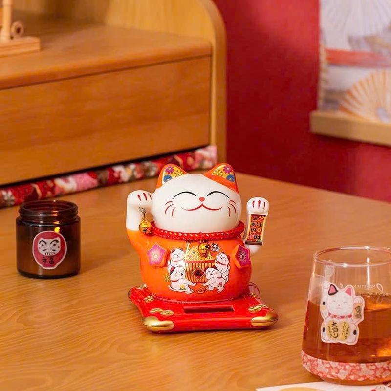  Mèo may mắn Mini  Mèo Thần Tài  Mèo Tài Lộc 4 Màu Bằng Sứ Sử Dụng Năng Lượng Mặt Trời 