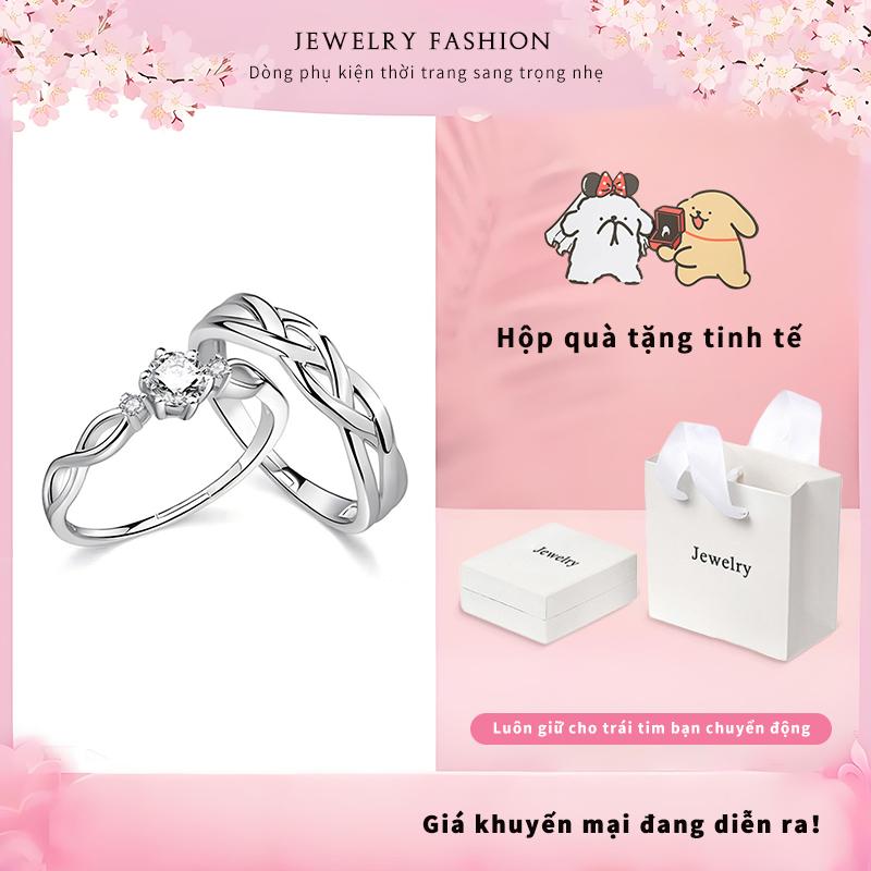 Nhẫn đôi nam nữ phiên bản Hàn Quốc của nhẫn kim cương tình yêu bền chặt nhẫn đôi có thể điều chỉnh độ mởòng vỹ titanium nhẫn inox nam nhẫn titan không gỉ nhẫn trơn titan nữ Hộp quà nhẫn đính hôn cưới nhẫn inox set nhẫn nữ không gỉ
