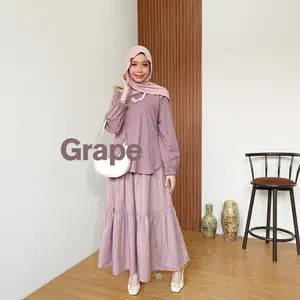 Tropical Oneset Atasan Kaos dan Rok Rample Baju santai muslim Wanita by tunicis
