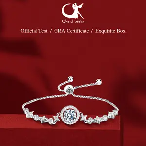 【003Harga telah dibanting, segera di CO】Chard Wake Original Perhiasan Gelang Wanita Bracelet Tangan Serut Liontin Zirconia 2 Carat Sertifikat GRA Kotak Indah  CWB002