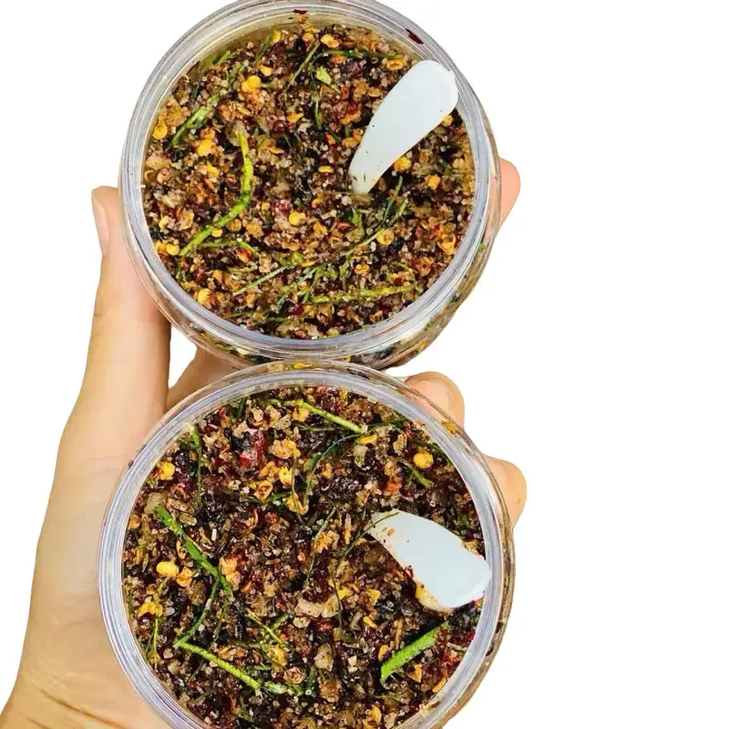 Combo 2 hộp Muối Chẩm Chéo Tây Bắc giã tay đậm vị thơm mùi hạt dổi mắc khén tặng 2 gói hạt cải mèo