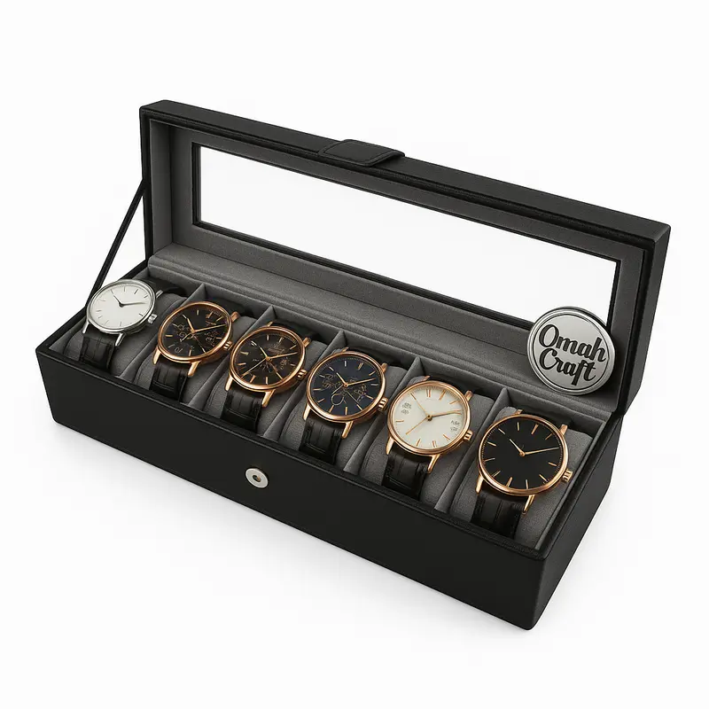 Kotak Jam Tangan isi 6 Atau Box Tempat Penyimpanan Jam Tangan 2