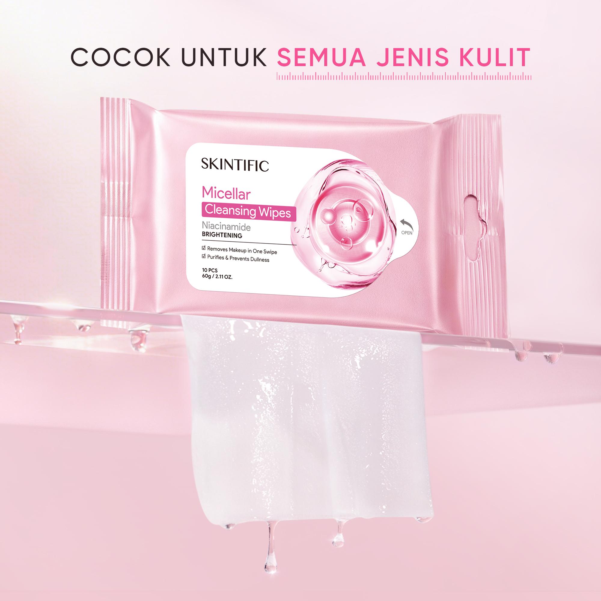 [NEW LAUNCH]  SKINTIFIC | Micellar Cleansing  Wipes/Cleansing  Tissue- 10 Sheets | -Cleansing Tissue Makeup Remover Wipes Niacinamide Brightening & Centella Acne Care
