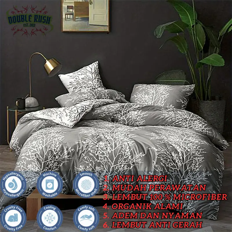 DRS Sprei Anti Geser Double Karet Motif Abstrak Aesthetics Ukuran 160 180 200 Tinggi 20 - 30CM Seprei 160x200 sprei murah dan bagus Uk 180x200 Kekinian Seprai Jumbo 200x200 Sarung Bantal Guling 3