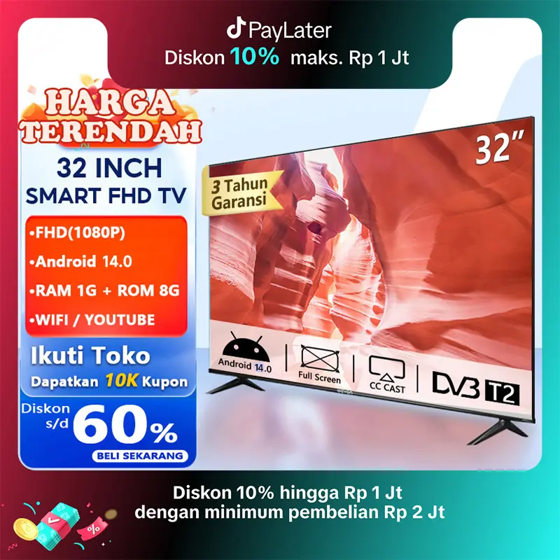 【32 Inch Smart】Animax / weyon smart TV 32 inch TV Lcd LED Android 14.0 TV Full HD 1080P Youtube/Netflix-Hdmi-Screen sharing-wifi-USB COD