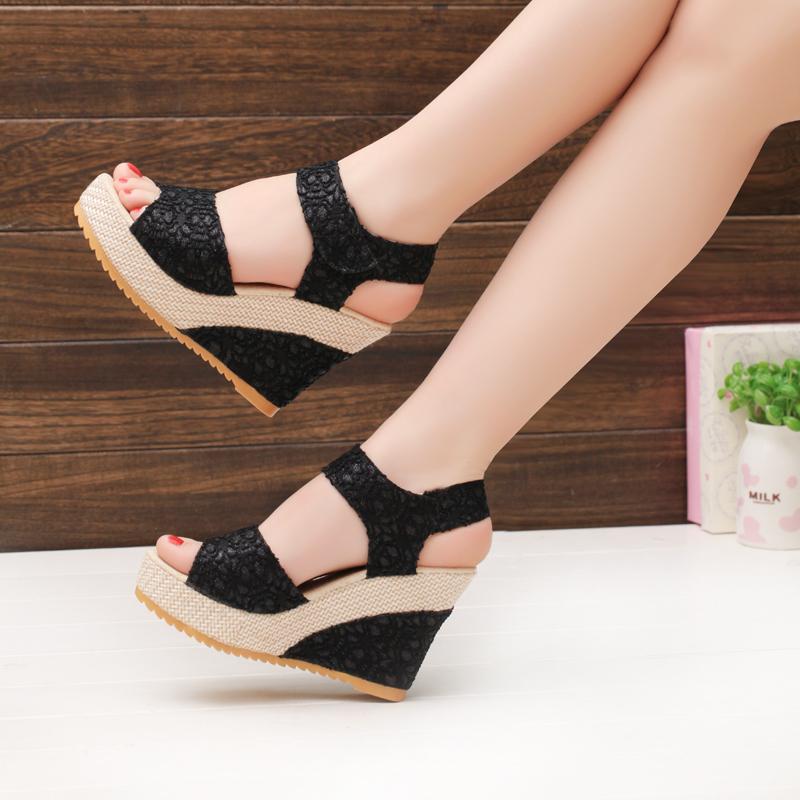 dép xuồng cao 10 phân Dép xăng đan cao gót siêu cao cho nữ mùa hè 2025 kiểu dáng mới thời trang miệng cá đế dày chống trượt có khóa dán chống thấm nước 3377