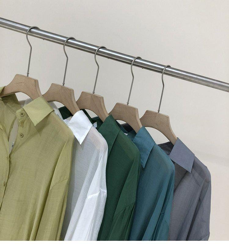 Product Introduction of Áo Sơ Mi Nữ Mùa Xuân Và Mùa Hè, Thiết Kế Mỏng, Thoáng Khí, Thích Hợp, Rộng Rãi, Giảm Béo, Áo Dài Tay Có Khe Hở Lưng Đa Năng 4