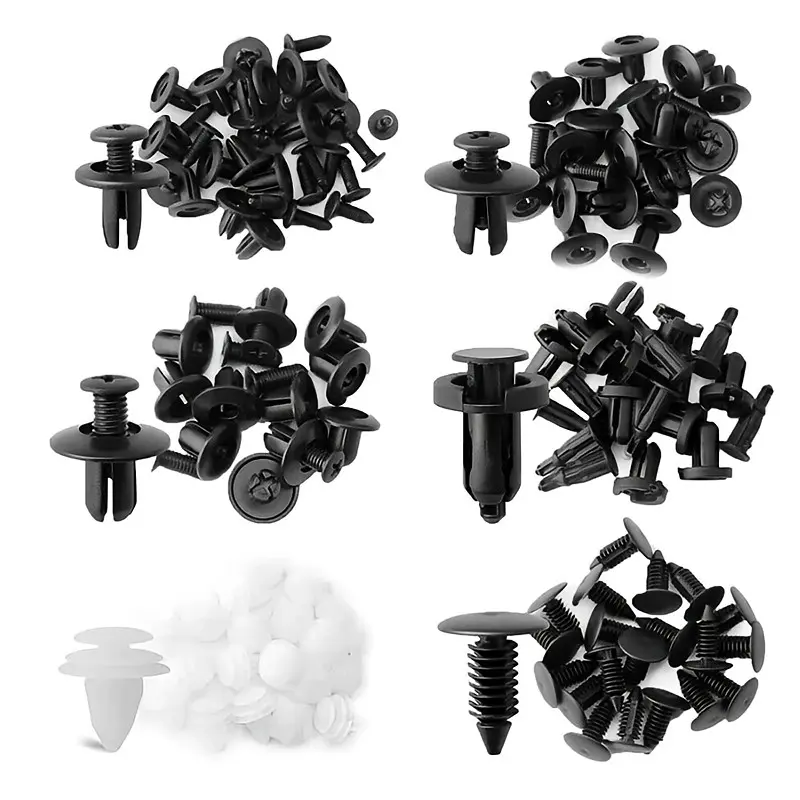 100 clips de fijación automotrices, kit universal para paragolpes, aletas, paneles de puertas y clips de tornillo expansivo interno - Foto 6