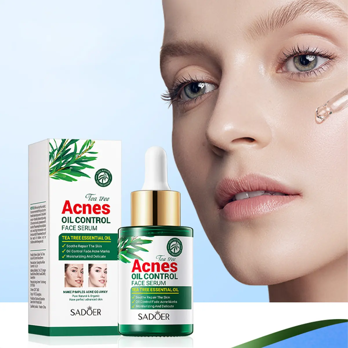 SADOER Tea Tree Acne Oil Control Face Serum 30ml Improve Acne Marks