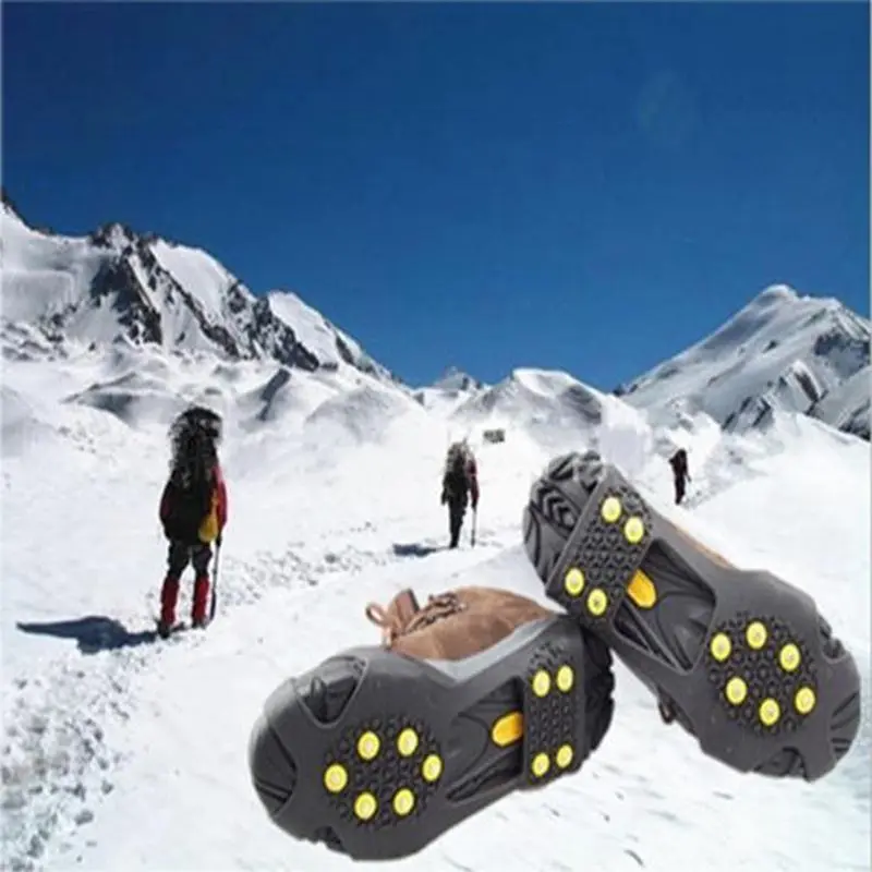 Dụng Cụ Kẹp Đá Ngoài Trời, 10 Đinh, Chống Trượt, Crampons, Giày Đá Chống Trượt Tuyết, Gai, Bọc Giày Silicon, 1 Đôi