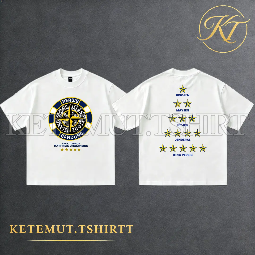 Kaos Pendek Model Oversize Motif Juara Persib Bandung Hattrick Bahan Katun Premium Trend Viral di Kalangan Suporter Sepak Bola Indonesia｜Nyaman Dipakai & Siap COD