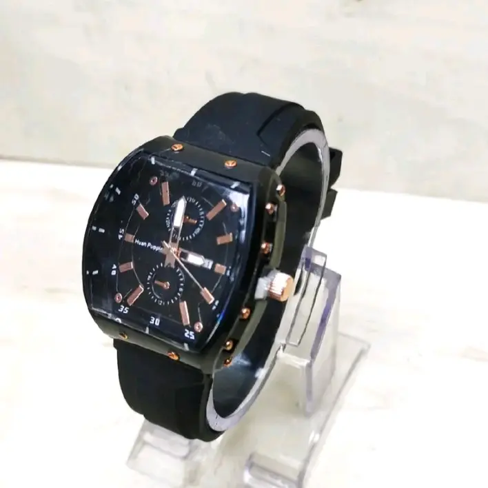jam tangan wanita terlaris baut model oval strap rubber Analog Elegan Hadiah 1