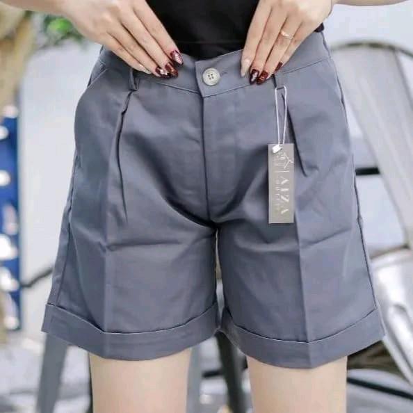 Celana Pendek Hotpants Wanita Kekinian Model Kancing Abu-abu STANDAR (BB  40-55)