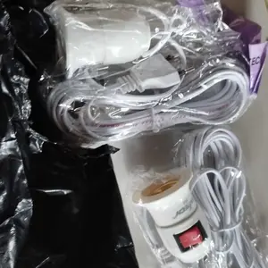 Fitting Lampu Gantung Kabel E27 Saklar ON OFF Panjang 3M 5M 10M Kabel Putih Merah Universal untuk Lampu LED & Hias