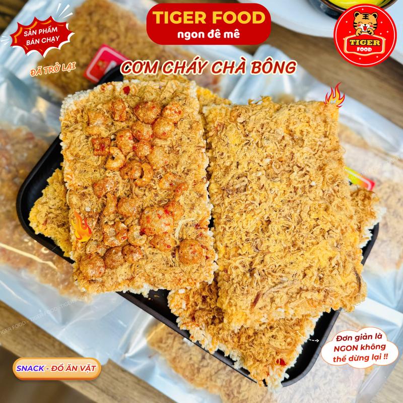  Cơm Cháy Chà Bông TIGER FOOD 04 Vị: Siêu Chà Bông Tóp Mỡ Phô Mai Trứng Muối - Giòn Rụm Đậm Vị - Đồ ăn vặt Snack 