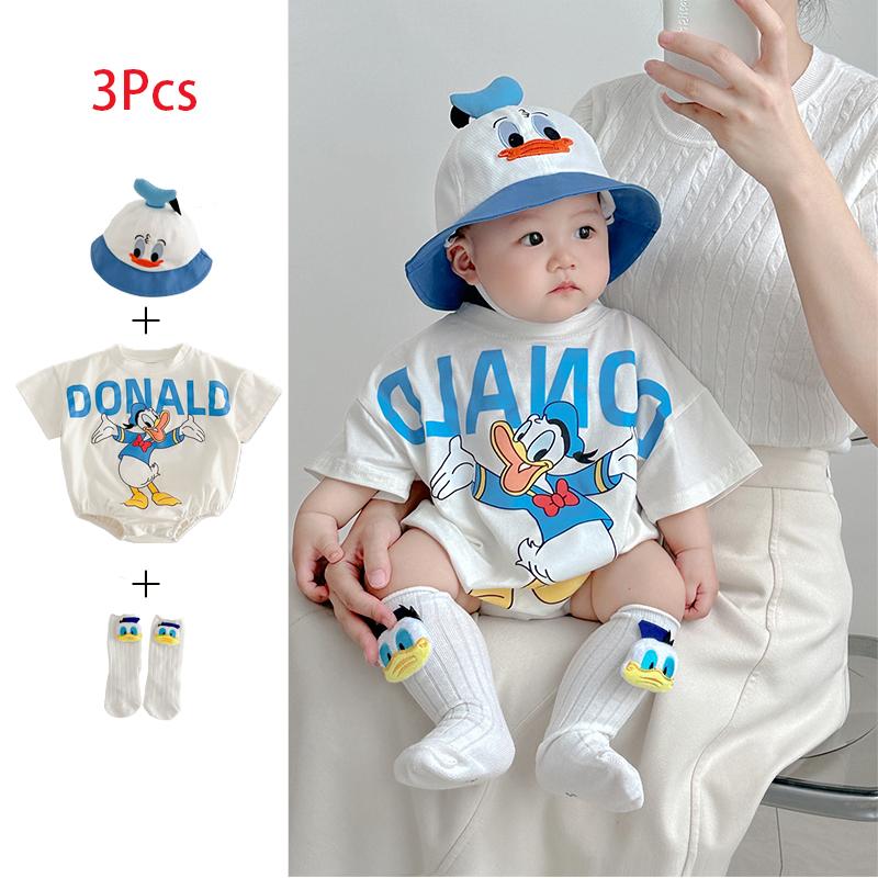  Quần Áo Trẻ Sơ Sinh Vịt Bộ 3 Chiếc Jumpsui Cho Bé Trai Trẻ Sơ Sinh 0-24 Tháng Quần Áo Hoạt Hình Áo Liền Quần 